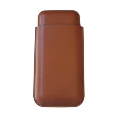 Three Cigar Brown Leather Case