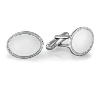 Silver Ringed Oval Engraved Cufflinks