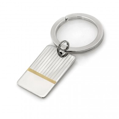 Polished Two-Tone Silver Key Ring