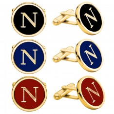 Gold Engravable Multi-Color Cufflink Set