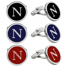 Silver Engravable Multi-Color Cufflink Set