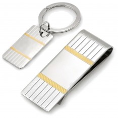 Two-Tone Sterling Silver Key Ring and Money Clip Set