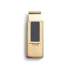 Gold Stainless Steel Money Clip with Black Resin Accent