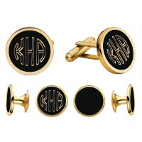 Simple 23 Karat Gold Round Engravable Keychain: Cufflinks Depot