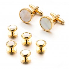 5-Piece Brass and Mother of Pearl Stud Set