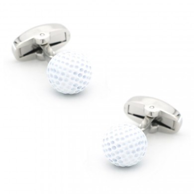 White Round Golf Ball Cufflinks