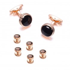 Rose Gold Ornate Border Five Stud Set