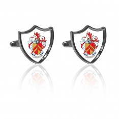 Silver Curved Shield Coat Of Arms Cufflinks