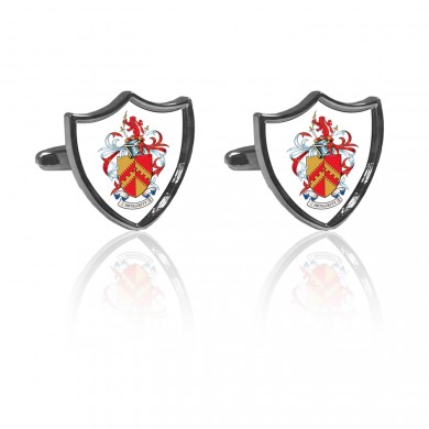 Silver Curved Shield Coat Of Arms Cufflinks