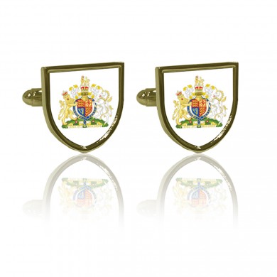 Gold Straight Shield Coat Of Arms Cufflinks