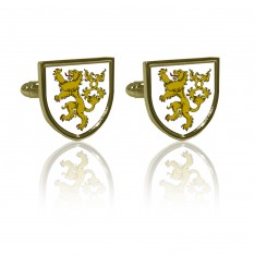 Gold Straight Shield Family Crest Cufflinks