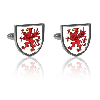 Silver Straight Shield Family Crest Cufflinks