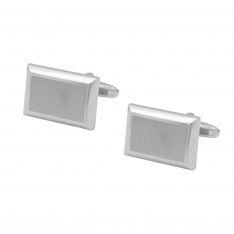 Two Tone Rectangular Engravable Cuff Links