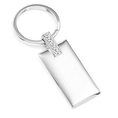 Crystal Accented Engravable Keychain