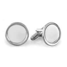 Silver Ring Engraved Cuff Links