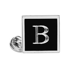 Engravable Black Square Lapel Pin