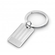 Rhodium Etched Rectangular Key Ring