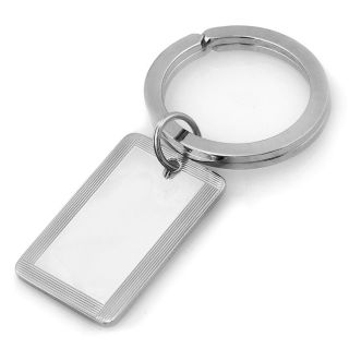 Silver Bordered Engravable Keychain