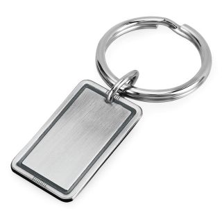 Antique Silver Rectangle Engravable Keychain