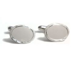 Sterling Rope Border Engravable Cuff Links