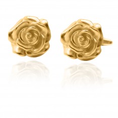 16K Gold Rose Blossom Flower Cufflinks