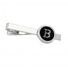 Engravable Black and Silver Tie Clip