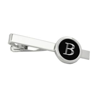 Engravable Black and Silver Tie Clip