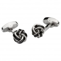 Engravable Black and Silver Knot Cufflinks