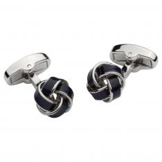 Navy Blue and Silver Knot Cufflinks