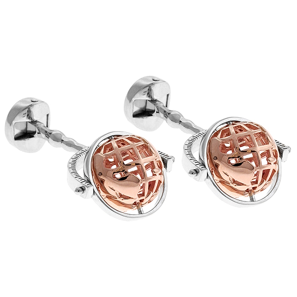 18Kt Rose Gold Globe Cufflinks: Cufflinks Depot