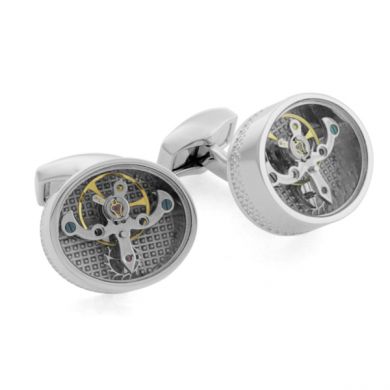 Diamond Giza cylinder cufflinks in gunmetal – Tateossian USA