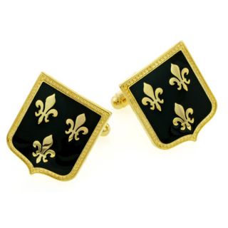 Black Fleur De Lis Cuff Links