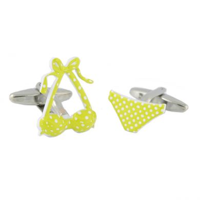 Yellow Polka Dot Bikini Cufflinks
