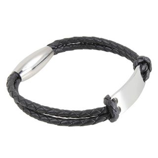 Leather & Stainless Steel Engravable Bracelet