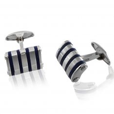 Stainless Steel Blue Striped Cufflinks
