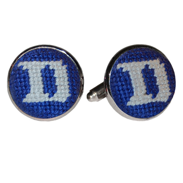 NCAA North Carolina Tar Heels Logo Cufflinks in White/Blue/Silver - Cufflinks Depot