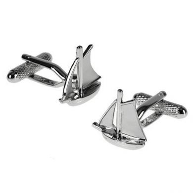 Silver Brushed Yacht Cufflinks