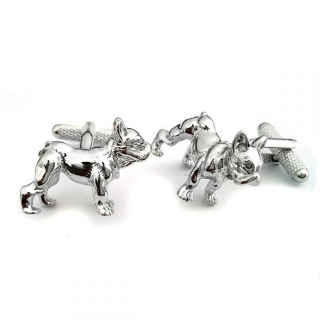 Silver cufflinks with all-over logo