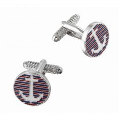 Red and Blue Striped Anchor Cufflinks