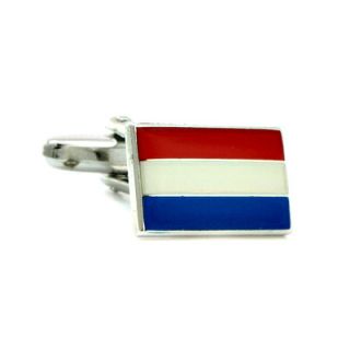 Silver Finish Dutch Flag Cufflinks