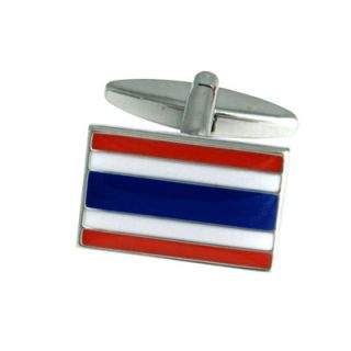 Thailand Flag Cufflinks with Silver Finish