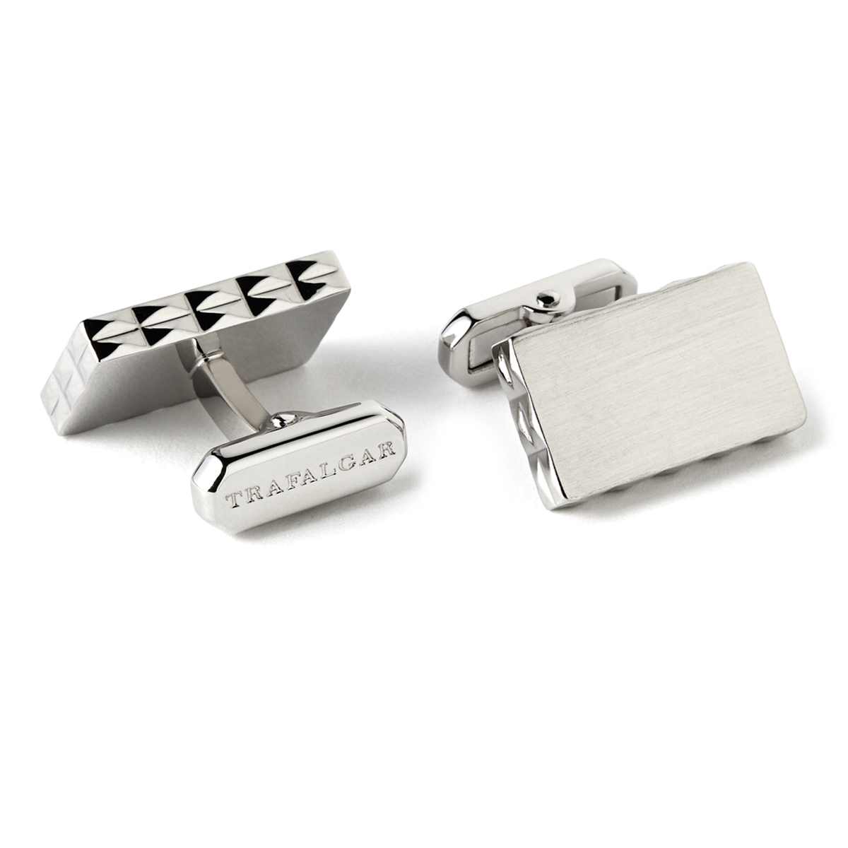 Trafalgar Silver Textured Edge Engravable Cufflinks: Cufflinks Depot