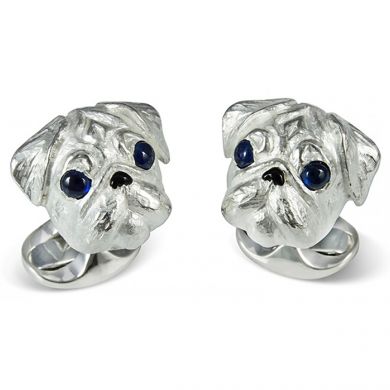 Sterling Silver Pug Dog Cufflinks