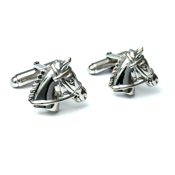 Sterling Silver and Enamel Horse and top Jockey Cufflinks