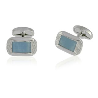 Textured Frame Sky Blue Catseye Cufflinks