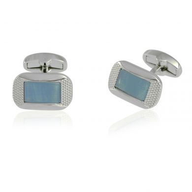 Textured Frame Sky Blue Catseye Cufflinks