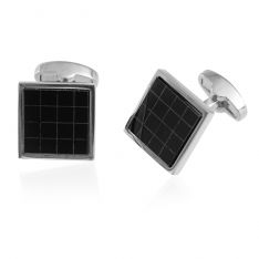 Square Onyx Checker Etched Cufflinks