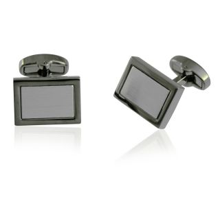 Gunmetal Rectangle Engravable with Brushed Silver Center