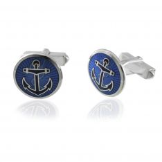 Sterling Silver Royal Blue and Navy Anchor Cufflinks