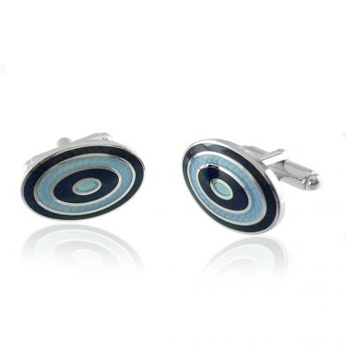 Navy With Baby Blue Oval Cufflinks